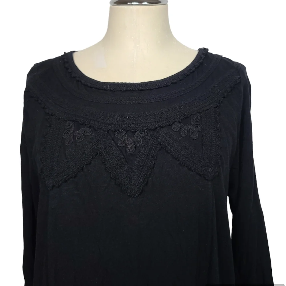 Lucky Brand Black Embroidered Shirt L - Picture 2 of 9